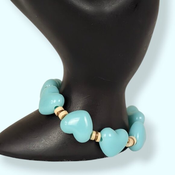 (2/$20) Blue Heart Stretch Bracelet - Picture 2 of 4